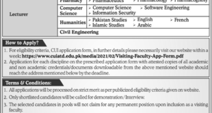 Vacancy in COMSATS University Islamabad